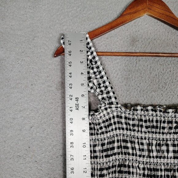 Bcbgeneration Midi Dress Women's Small Black White Gingham Check Poplin Smocked - Picture 3 of 12